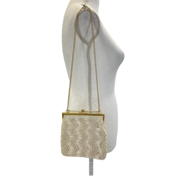 Vintage Hand Beaded Bag Ivory/Gold - Picture 3 of 14